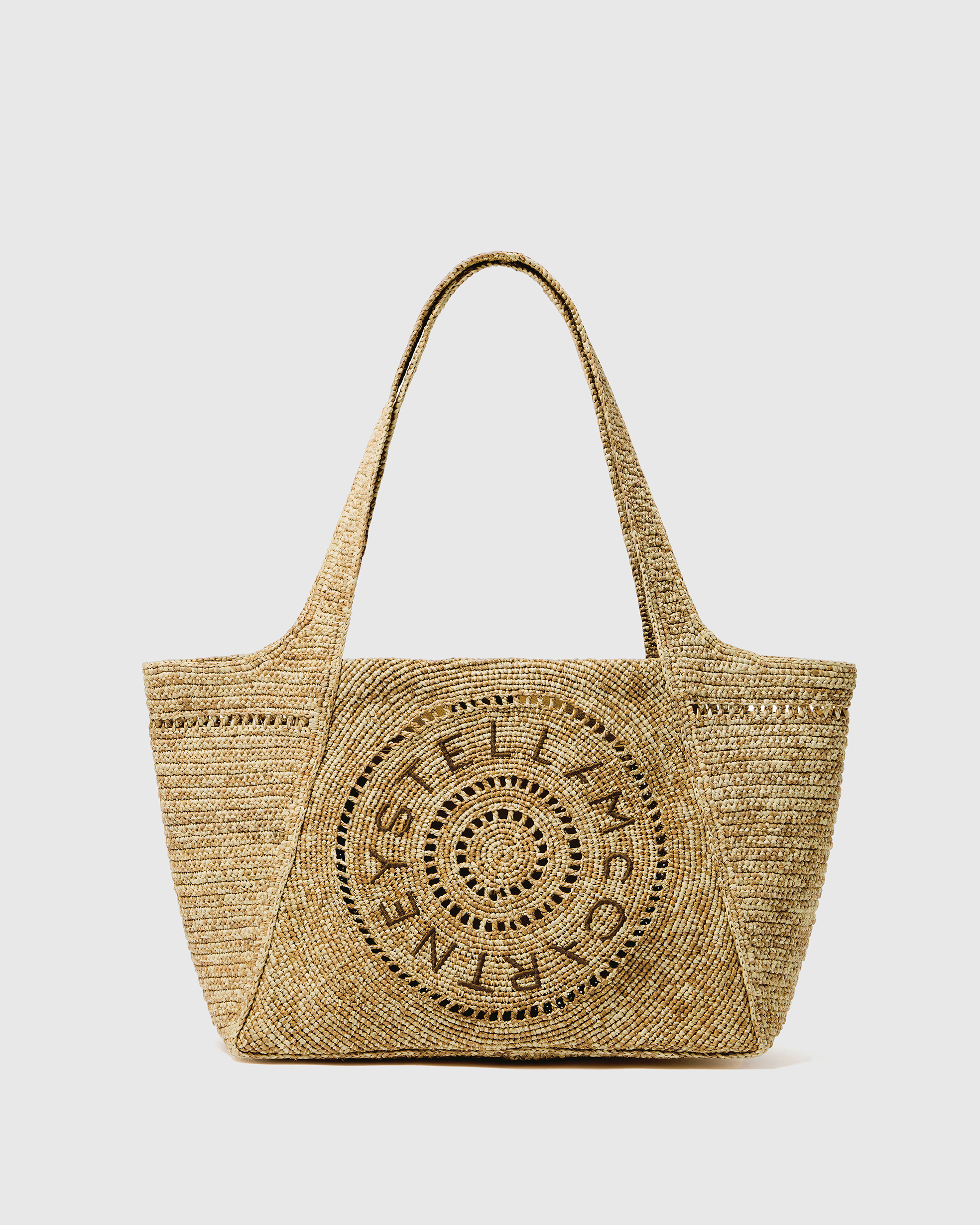Logo Small Crochet Raffia Tote Bag-Beige-medium